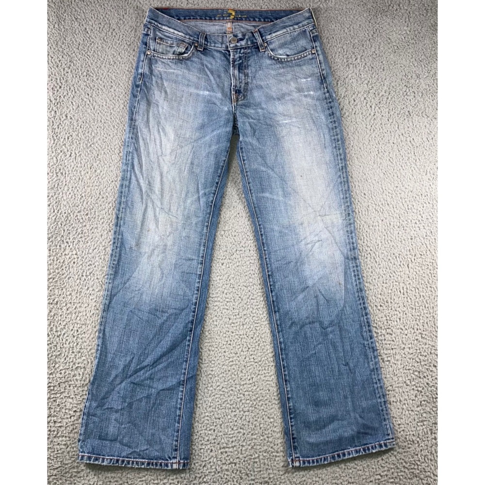 7 For All Mankind Straight Leg‎ Jeans Men 32 Light Wash Vtg USA Western Grunge